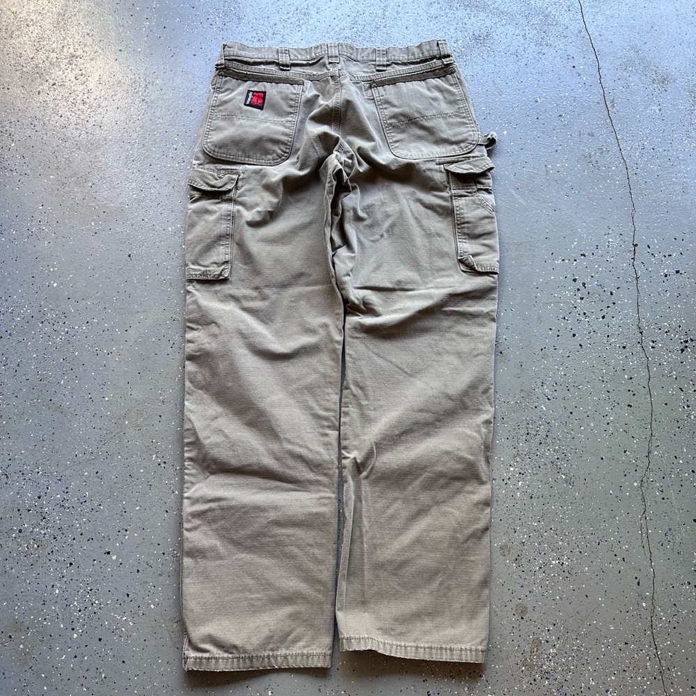 VTG Wrangler Riggs Khaki Cargo Pants 36x34 - Picture 1 of 8